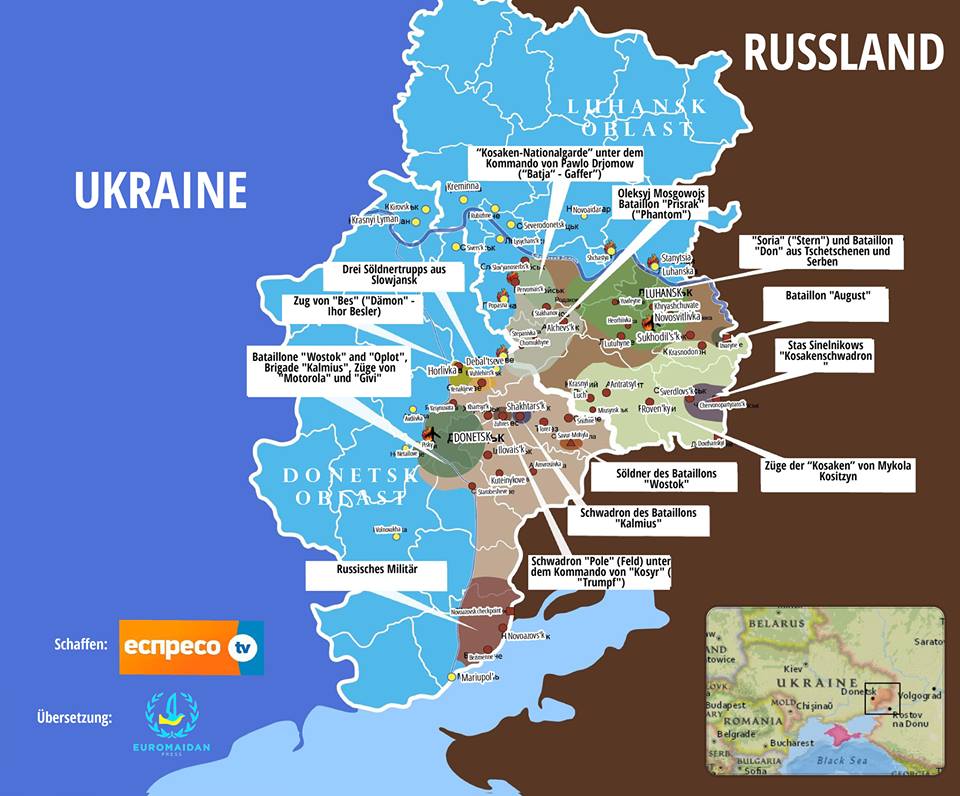 Übersicht über die verschiedenen Gruppierungen, die in den besetzten Teilen der Luhansker und Donezker Region aktiv sind