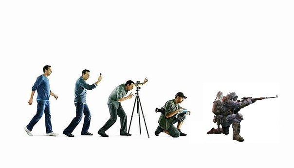A meme from the community. Evolution of photographers in Torez.