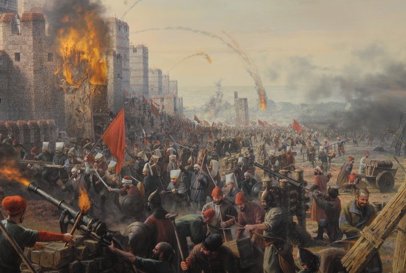 Troops of Mehmed II storming Constantinople