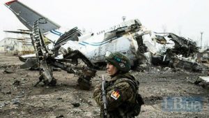 Russian occupation soldier at the devastated Donetsk airport in Donbas, Ukraine (Image: LB.ua)