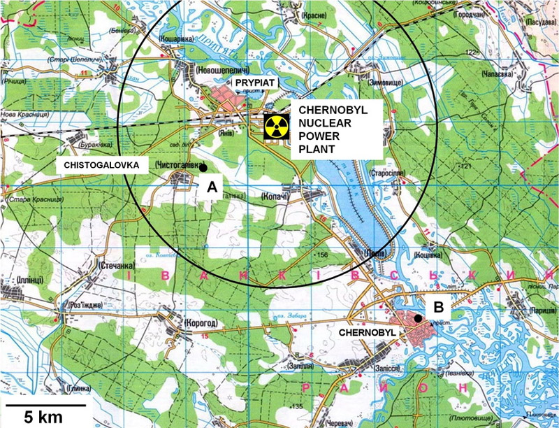 Map of Chornobyl area