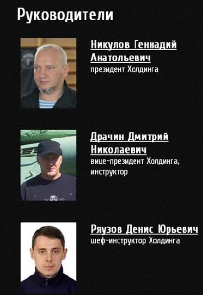 Management of ‘Wolf’, with Gennady Nikulov first, and Denis Ryauzov third from the top 