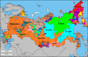 Major languages in Russia (Image: Daniel Dalet, d-maps.com)