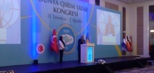 Mejlis President Refat Chubarov’s opening speech to the Second World Congress of Crimean Tatars in Ankara, Turkey. August 1, 2015 (Image: QHA)