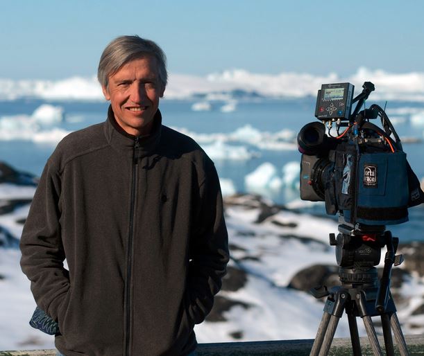 Andrew Tkach on a filming session in Greenland