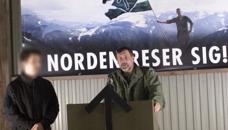 Stanlislav Vorobyov, the leader of the Russian Imperial Movement, speaking at the meeting of the "Nordic Resistance", 5/6 September 2015
