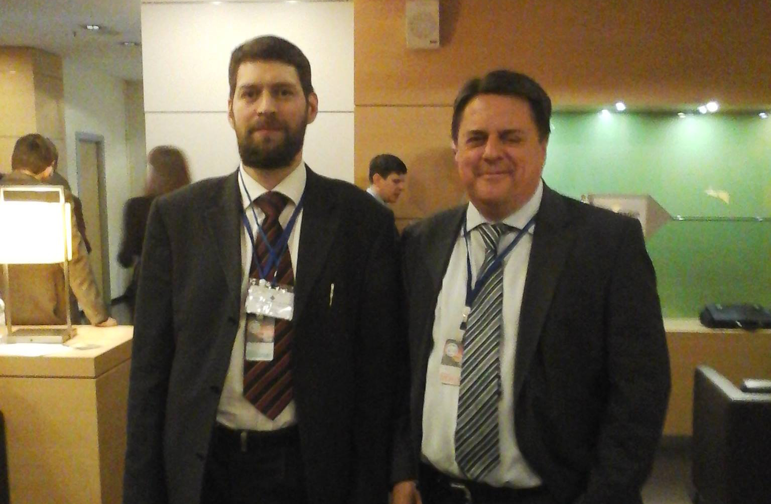 (left to right) Nikolay Trushchalov, a leading member of the Russian Imperial Movement, and Nick Griffin, ex-leader of the fascist British National Party, St. Petersburg, Russia, 22 March 2015