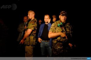 Alexander Borodai and other leaders of, self-proclaimed "Donetsk People's Republic" at the MH17 Crash Site, July 17, 2014