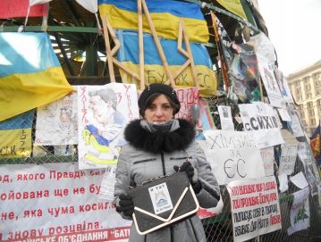 Marina protesting at Kyiv's Maidan square