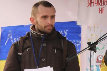 Andriy on the stage of Rivne's Maidan protests