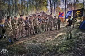 A camp for the preparation of mercenaries for Russia's war in Ukraine with a group for school-age youths. The camp is located in the territory of a Russian Orthodox monastery of the Moscow Patriarchate near the city of Chernogolovka near Moscow. September 2015. (Image: ENOT Corp.)