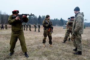 Military training at a Russian "military-patriotic camp" organized by the Russian Orthodox church in Belarus (Image: Nasha Niva)