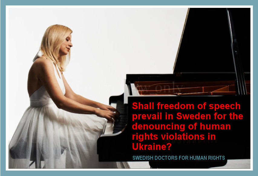 Photo illustrating a statement by Swedish Doctors for Human Rights on Lisitsa's concert. October 2015.