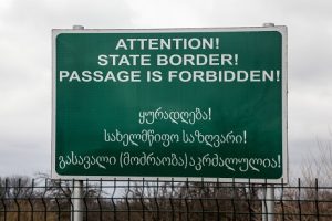 This is what a typical Russian-installed “border” sign look like in Georgian villages. (Image: Nino Alavidze/Agenda.ge)