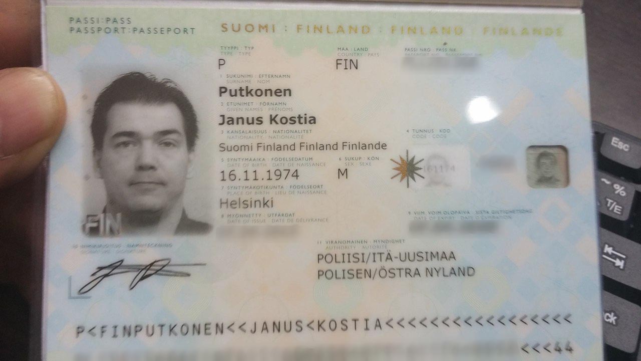 Scan of Putkonen's passport from the dump