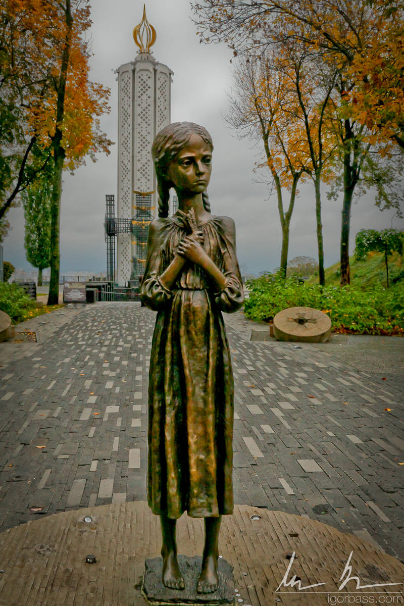 Holodomor memorial. The Holodomor/????????? was a man-made famine in the Ukrainian SSR between 1932 and 1933. During the famine, 2.4 - 7.5 millions of Ukrainians died of starvation.