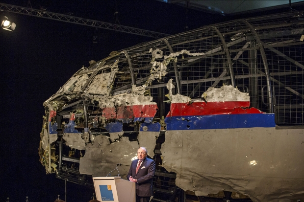 A reconstruction of the flight MH17 Boeing airplane shot down by a Russian Buk missile over the Russia-occupied Donbas. Photo: UNIAN