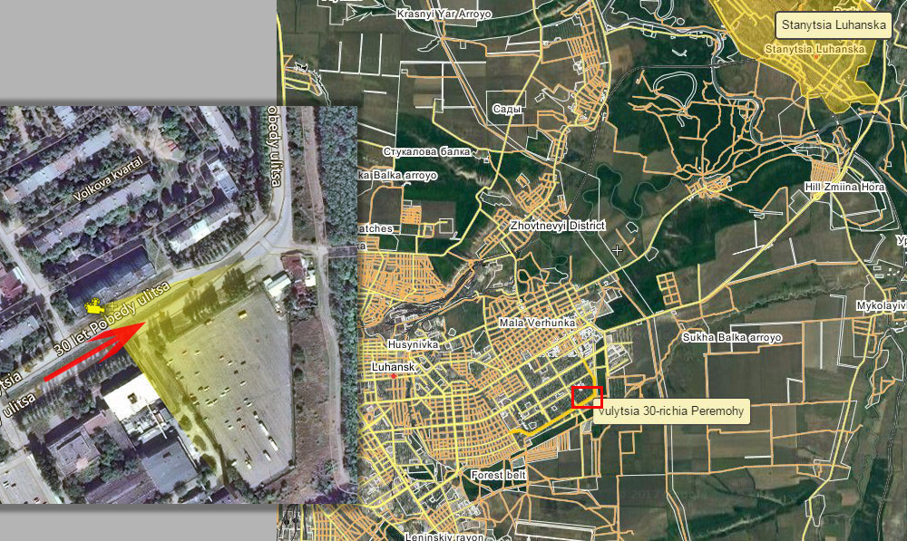 The location of a military column in Luhansk on February 2014.