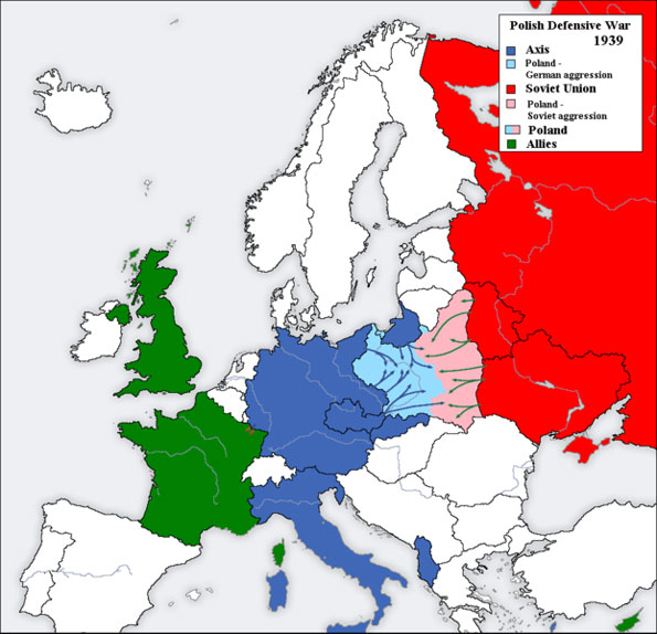 European powers and the partition of Poland between Nazi Germany and Soviet Union in September 1939