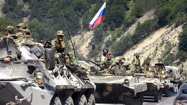 Russian troops and armored vehicles