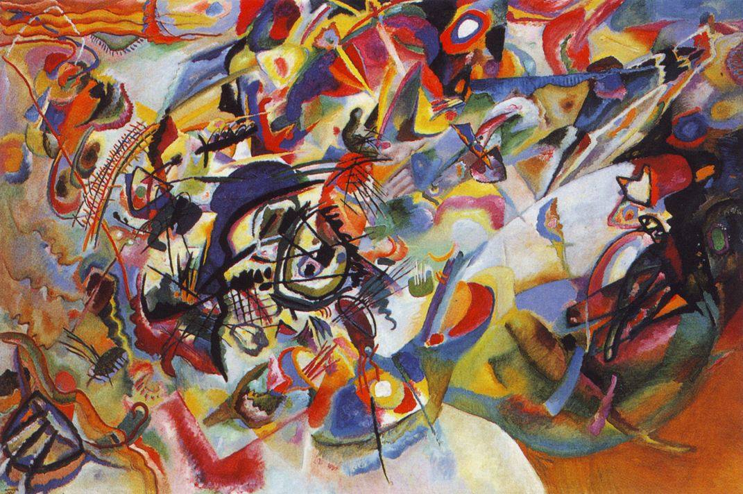 Composition VII The period 1910 -1914 is considered the peak of Kandinsky's career and many critics refer to this painting as the peak of his artistic achievement in this period. He did more research for this composition than for any other work, although he wrote the final version in just three days. It is believed that Composition VII refers to the apocalyptic themes of the Flood, the Last Judgment, the Resurrection and Paradise. Kandinsky himself noted that this circling hurricane of colors and shapes is his most difficult work.