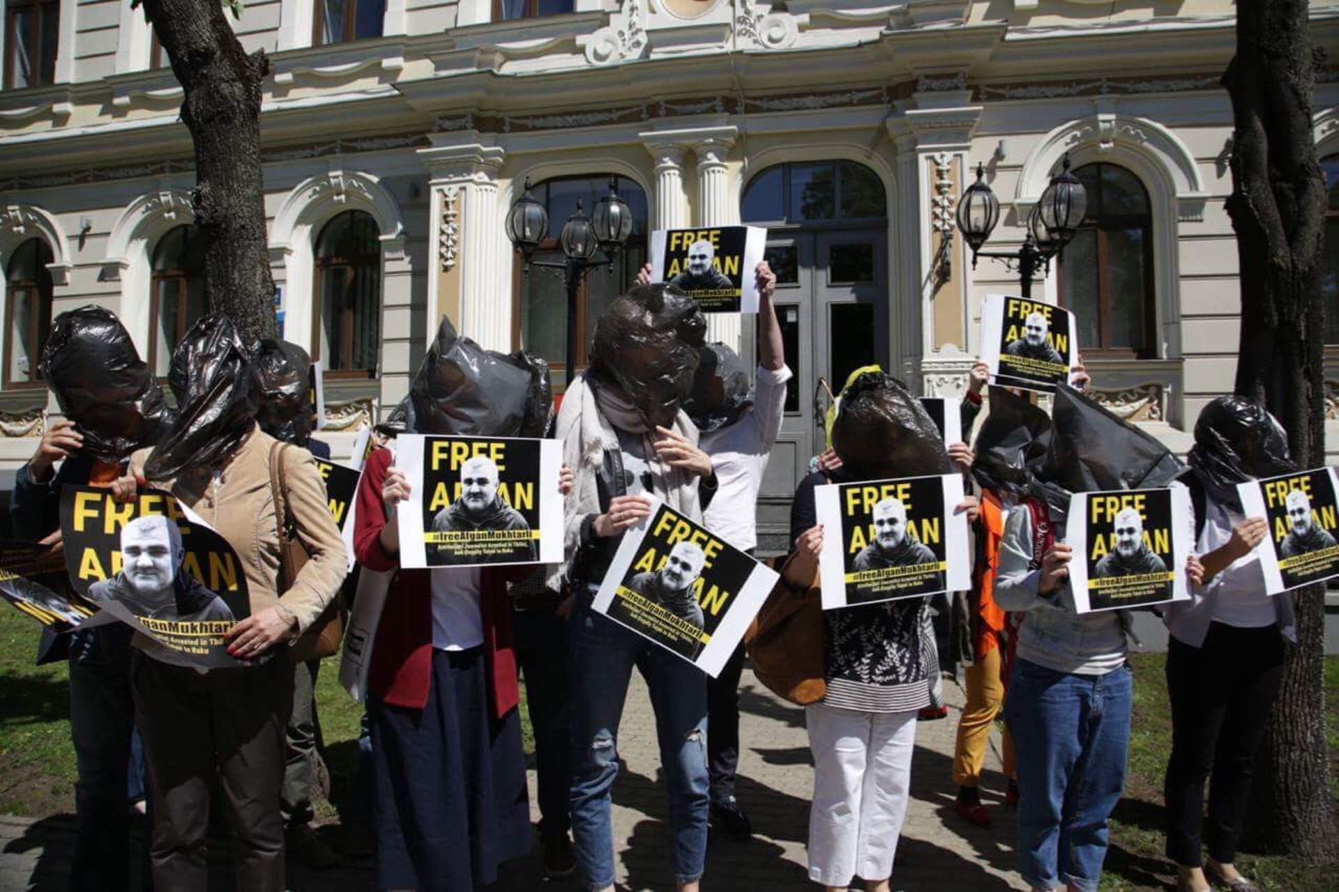 The flashmob of journalists in support of Afgan in Riga, Latvia. Photo: Alfrēds Ulmanis/Fotal.lv