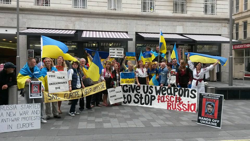 A anti-Russian protest at the NATO summit in Wales on 4 September 2014. Photo: Terry Brown
