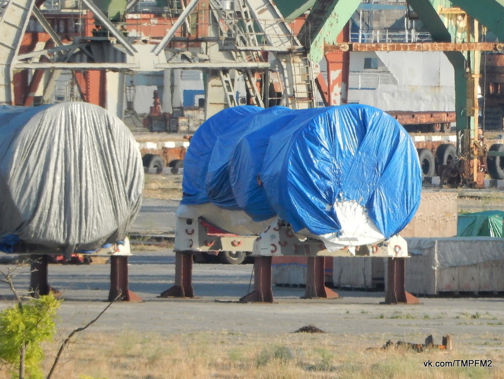 The two alleged Siemens turbines in the port of Sevastopol. Photo: vk.com/tmpfm2, 29 June 2017