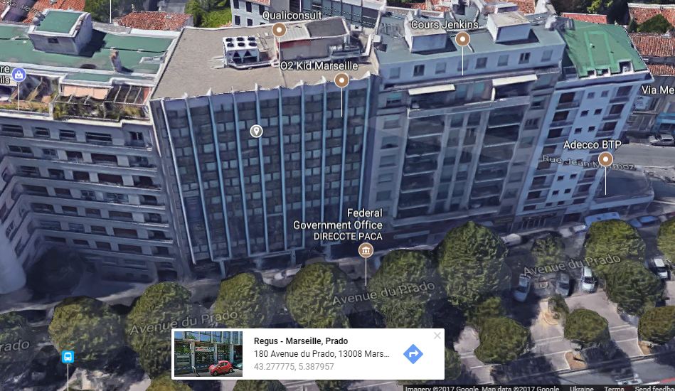 The office center in Marseille where the fake diplomatic mission has been opened. Image: Google Maps