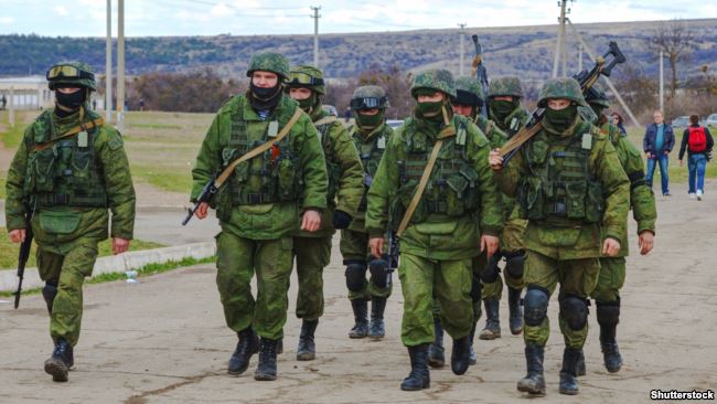"Little green men" occuupying Crimea, March 2014