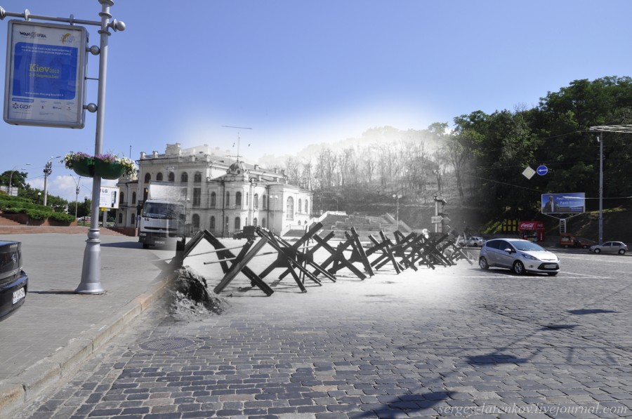 Kyiv 1941/2012. European Square. Collage: Sergey Larenkov (Livejournal)