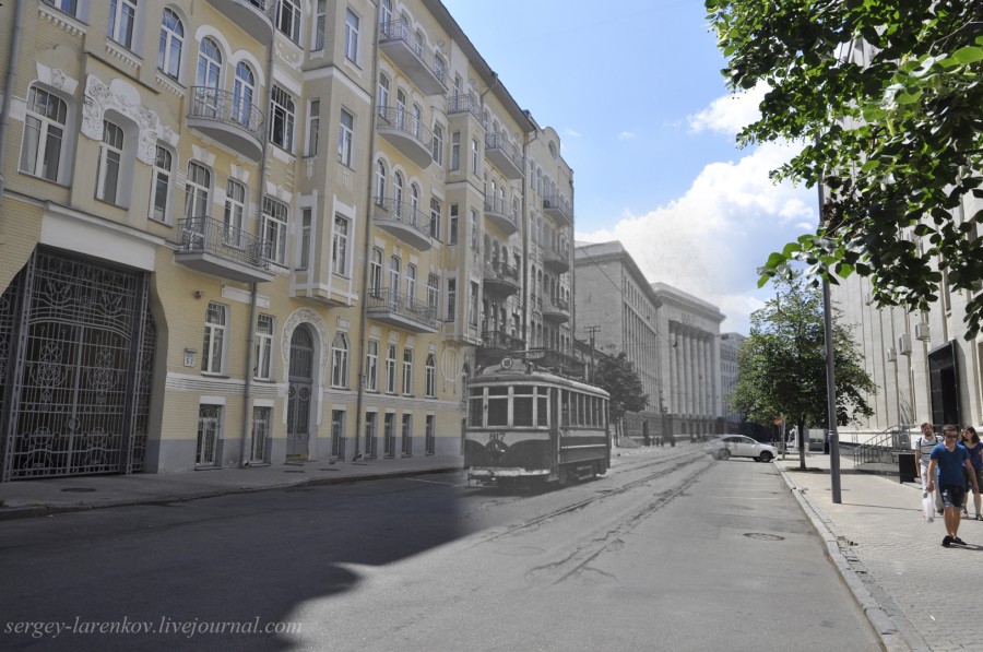 Kyiv 1942/2012 Tram in the occupied city. Collage: Sergey Larenkov (Livejournal)