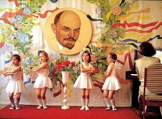 A Soviet kindergarten. In the USSR, the paternalist figure of "grandfather Lenin" was coming into your life at kindergarten and haunted you for the rest of your life. Photograph: mikhaelkatz.livejournal.com