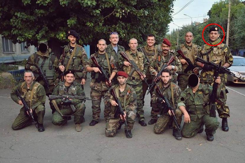 Radomir Pocuca (circled) in Donbas. Photo: russiadefence.net