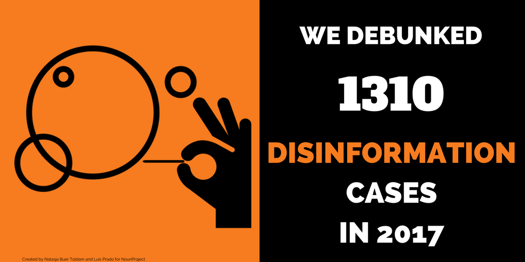 EU vs Disinfo debunked 1310 cases of disinformation in 2017.