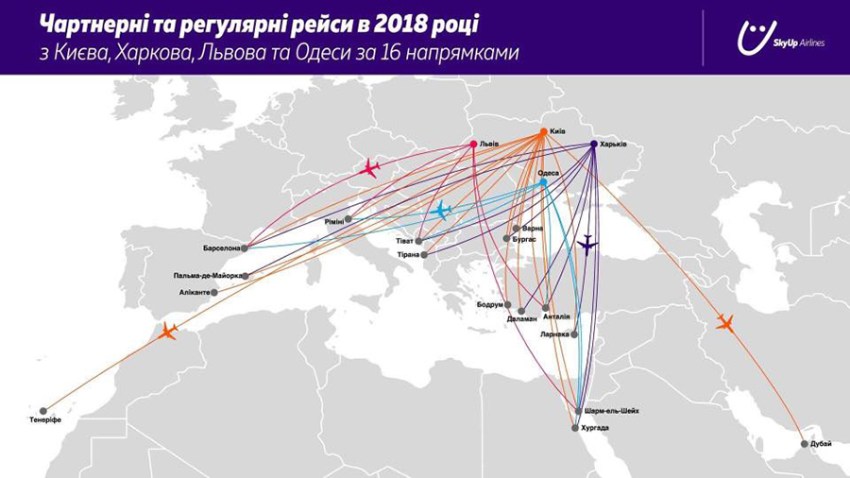 SkyUp charter and regulat flights planned for 2018. Photograph: SkyUp Airline