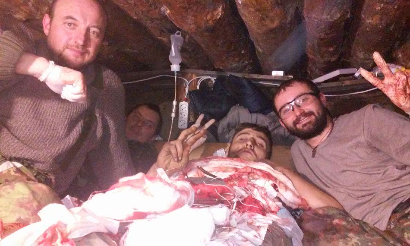 Oleksandr in the underground operating room set up during the Debaltseve batte. Photo: fb.com/alexander.danilyuk