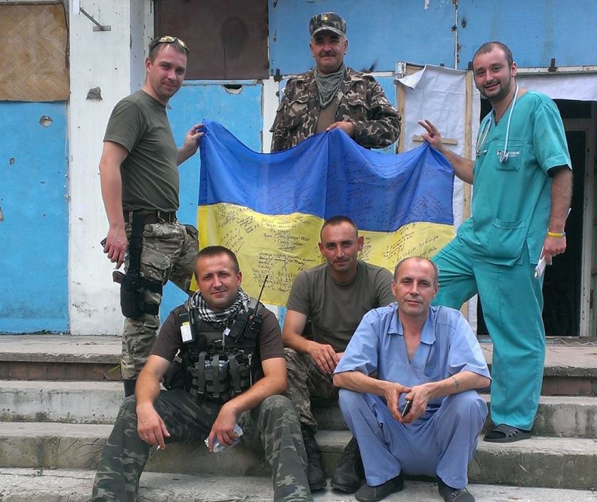 Oleksandr with his colleagues at the front. Photo: fb.com/alexander.danilyuk