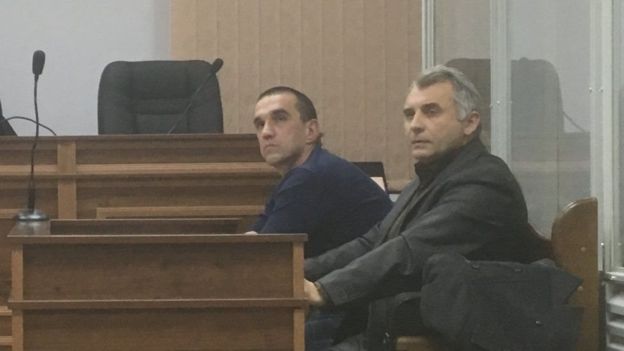 Former Berkut officer and now an employee of the National Police of Ukraine Ruslan Marchuk (left) admits that he was on the Maidan that night, but claims that he did not commit any unlawful actions