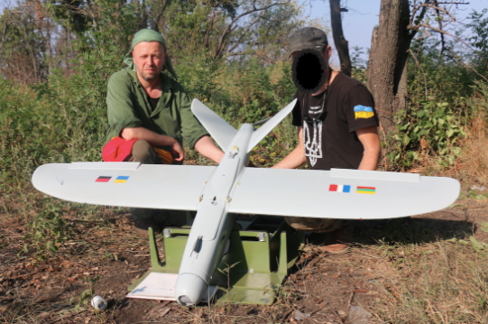 A drone Leleka 100, provided to UDA (Ukrainian Volunteer Army) in summer 2017. The drone was provided in cooperation with FUSA, a French volunteer organisation, similar to Blue/Yellow.