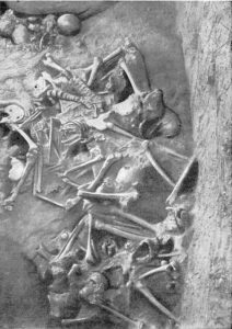 Mass grave of Kyivans in the area of the Church of the Tithes, the last refuge within the city of Volodymyr, the last Kyiv's keep fallen to the hordes of Batu Khan in December 1240. Photograph: myslenedrevo.com.ua