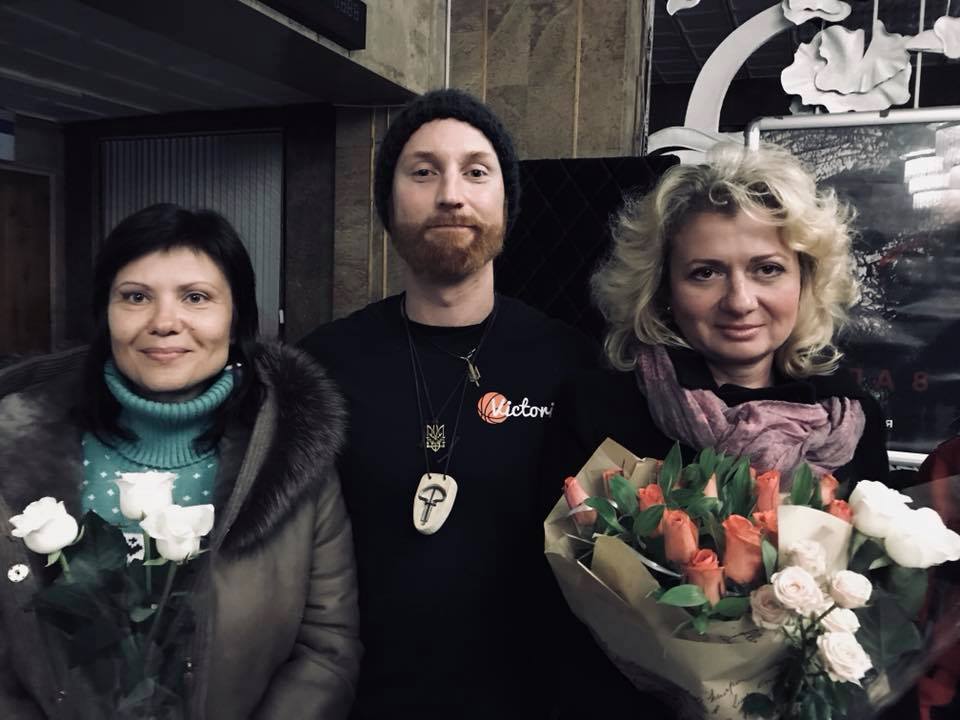 Stefan with "war mothers" Svitlana Serotin and Halyna Honcharenko