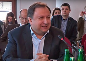 MP Mykola Kniazhytskyi (People's Front) at the International Symposium "Three Revolutions – Portraits of Ukraine", Warsaw, Poland. March 2018. Image: Youtube