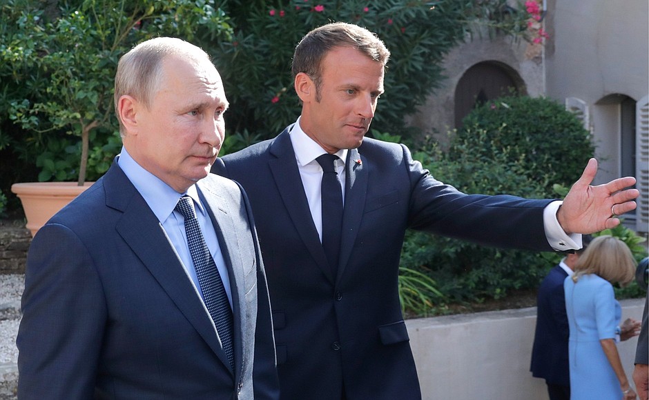 Vladimir Putin and French President Emmanuel Macron before a press conference in Bormes-les-Mimosas, France, August 19, 2019. Photo: kremlin.ru