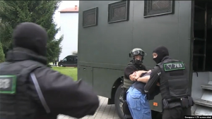 Servicemen of the private military company Wagner Group, a unit of Russian military intelligence (fka GRU) posing as a private military company used to conduct combat operations abroad as part of Russia's hybrid warfare, arrested by Belarus Security Forces. Photo: Belarus-1 (screenshot)