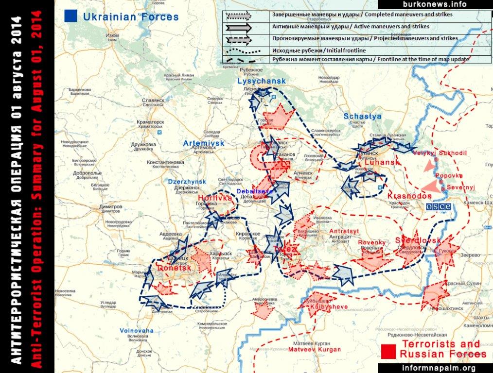 Die Situation in den östlichen Regionen der Ukraine 1. August 2014