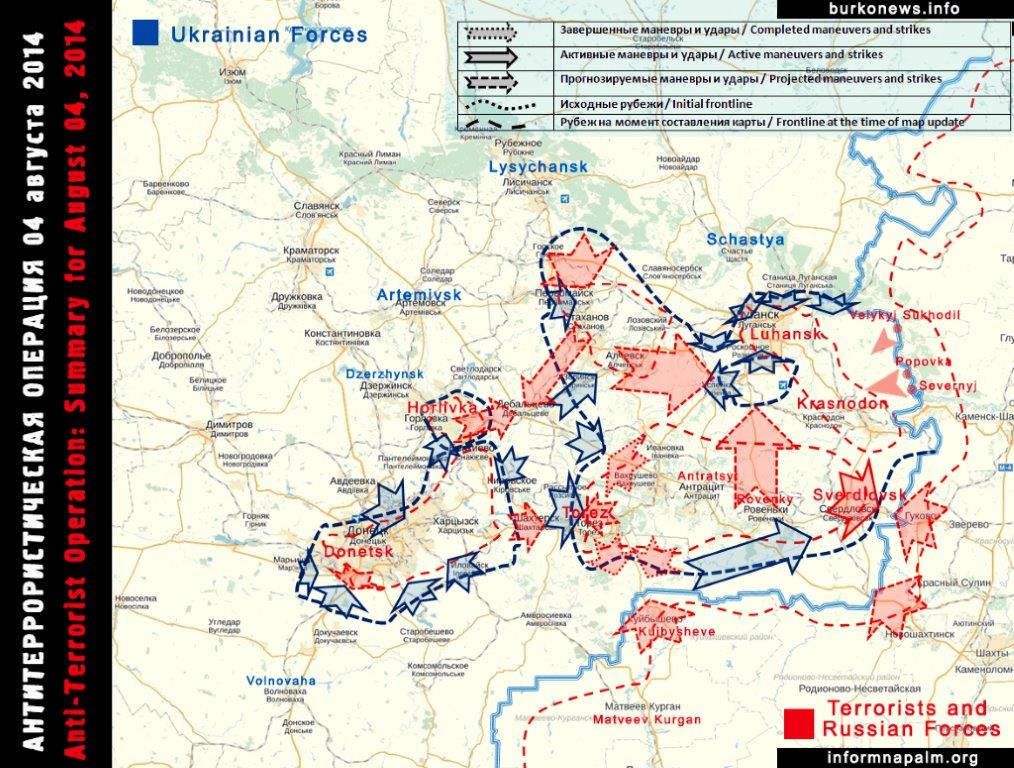 Die Situation in den östlichen Regionen der Ukraine 4. August 2014