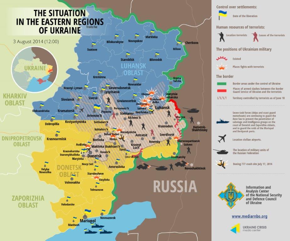 Die Situation in den östlichen Regionen der Ukraine 3. August 2014