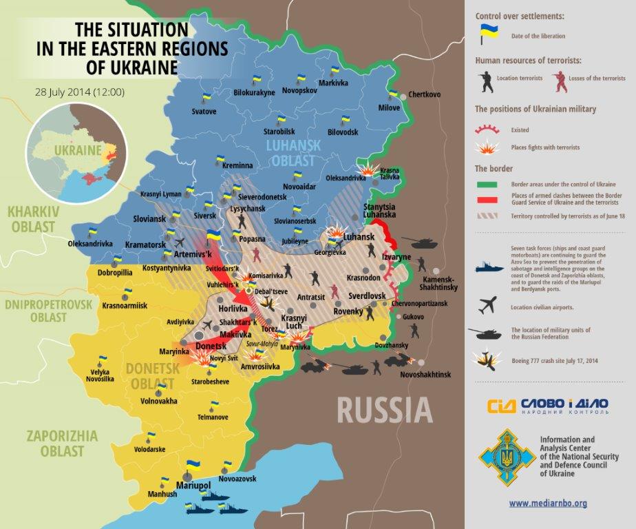 Die Situation in den östlichen Regionen der Ukraine 28. Juli 2014