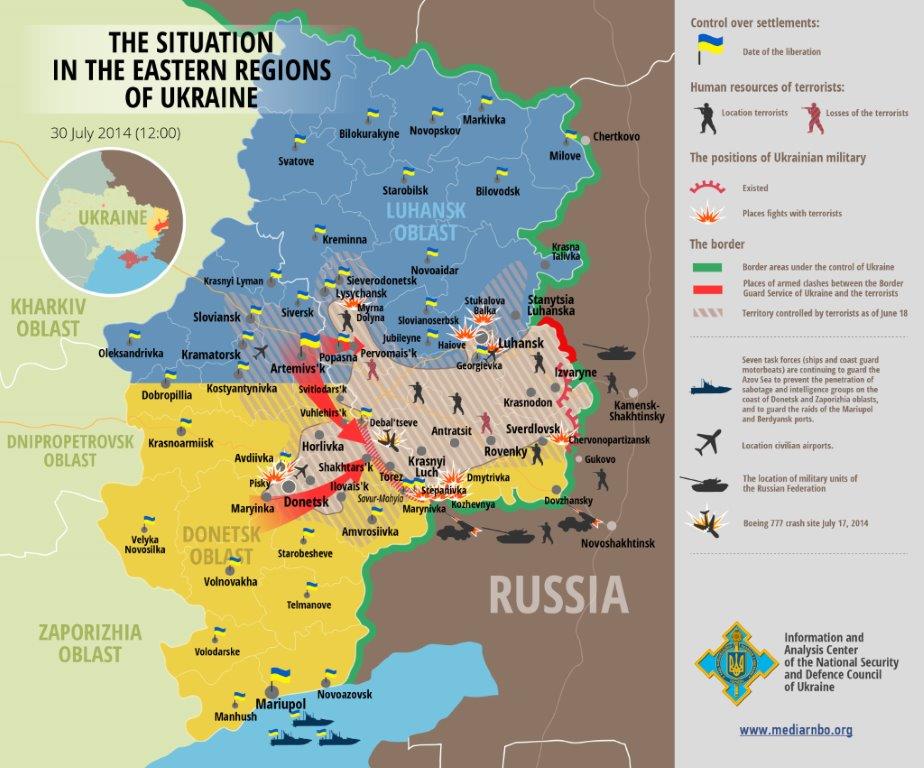 Die Situation in den östlichen Regionen der Ukraine 30. Juli 2014